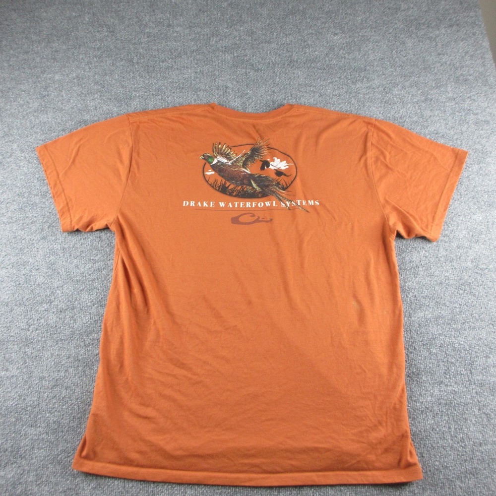 Drake Waterfowl Systems Shirt Mens XL Orange Pheasant Graphic Tee Hunting